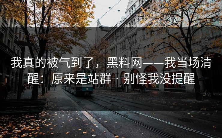 我真的被气到了,黑料网——我当场清醒:原来是站群 · 别怪我没提醒 我真的被气到了,黑料网——我当场清醒:原来是站群 · 别怪我没提醒