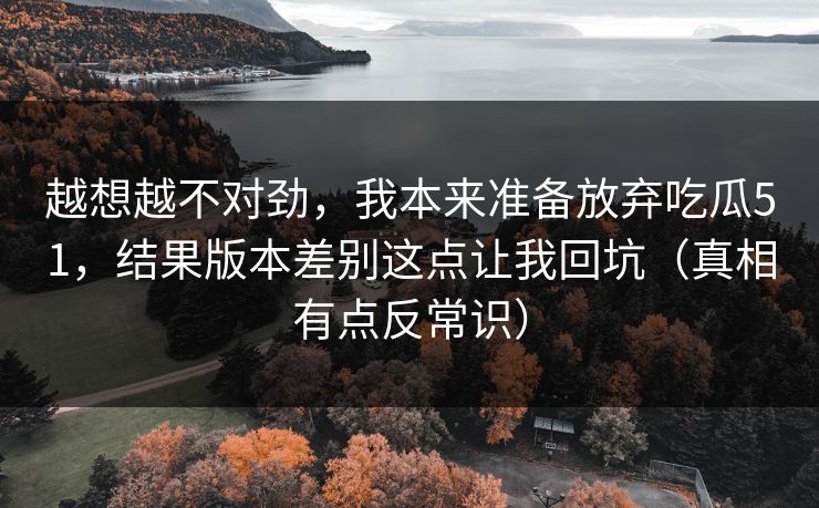 越想越不对劲，我本来准备放弃吃瓜51，结果版本差别这点让我回坑（真相有点反常识）